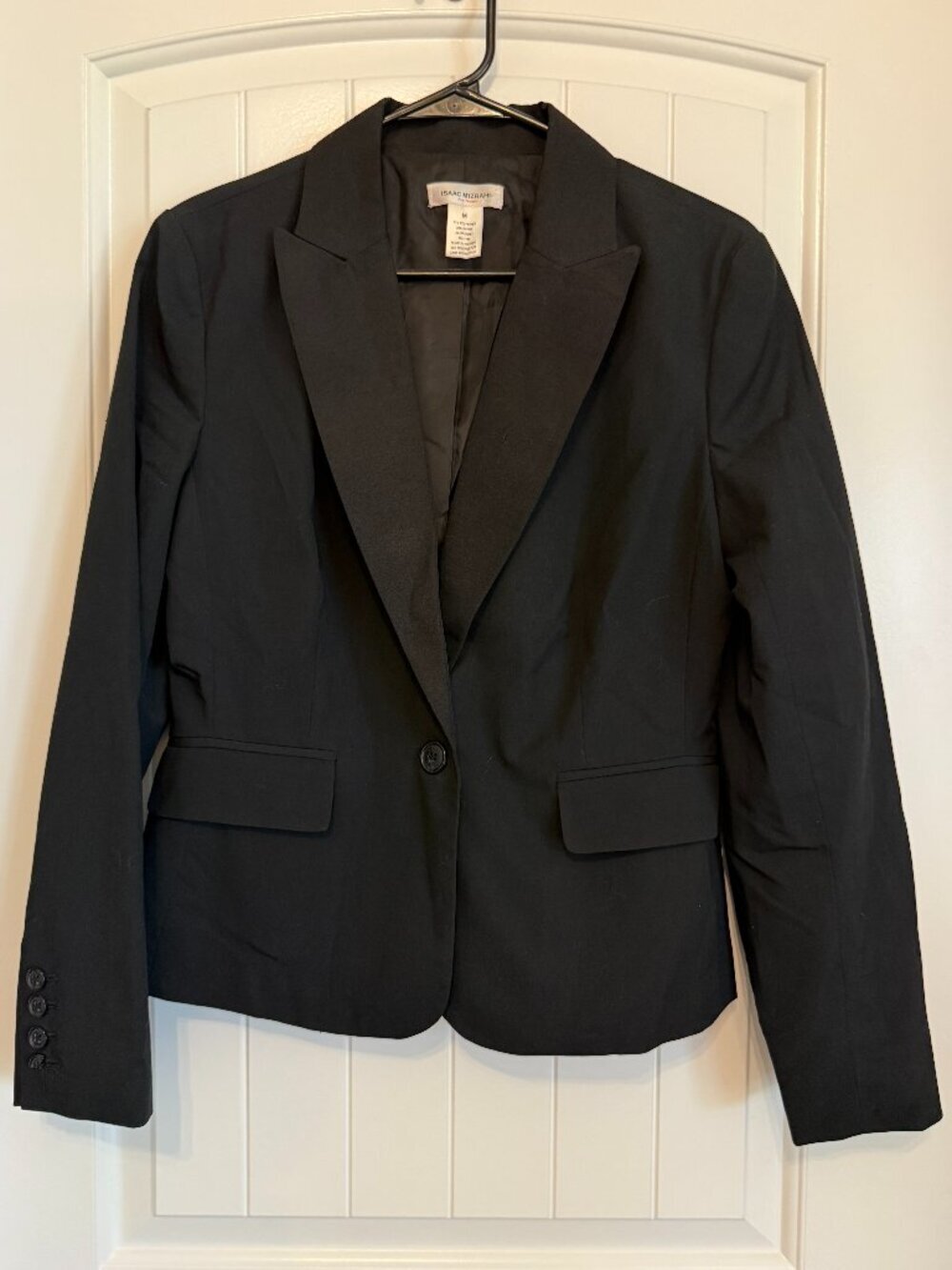 Isaac Mizrahi classic black blazer with a sharp tailored fit. Size M